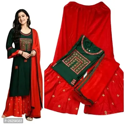 KURTI AND SARARA WITH SIFFON LESS DUPATTA SET-thumb0