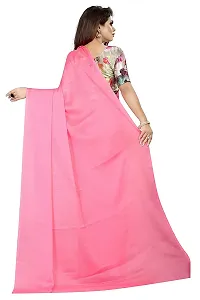 Arango Women's Pure Moss Chiffon Saree With Unstitched Solid Digital Printed Blouse Piece | Ideal For Wedding, Party, Engagement  Festival (Pink | HS-131)-thumb1