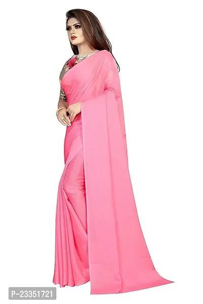 Arango Women's Pure Moss Chiffon Saree With Unstitched Solid Digital Printed Blouse Piece | Ideal For Wedding, Party, Engagement  Festival (Pink | HS-131)-thumb3