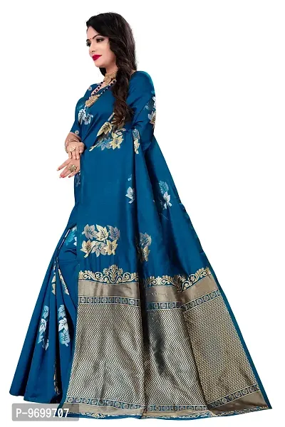 Trendy Kota Doria Silk Woven Saree With Unstitched Blouse Piece For Women-thumb4