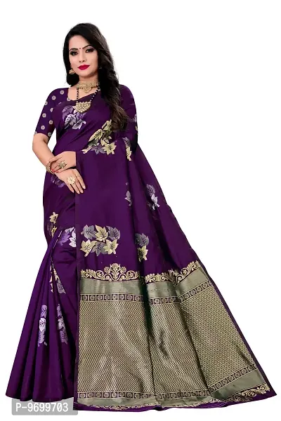 Trendy Kota Doria Silk Woven Saree With Unstitched Blouse Piece For Women-thumb0
