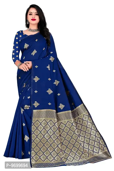 Trendy Kota Doria Silk Woven Saree With Unstitched Blouse Piece For Women