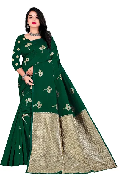 Trendy Kota Doria Silk Woven Saree With Unstitched Blouse Piece For Women