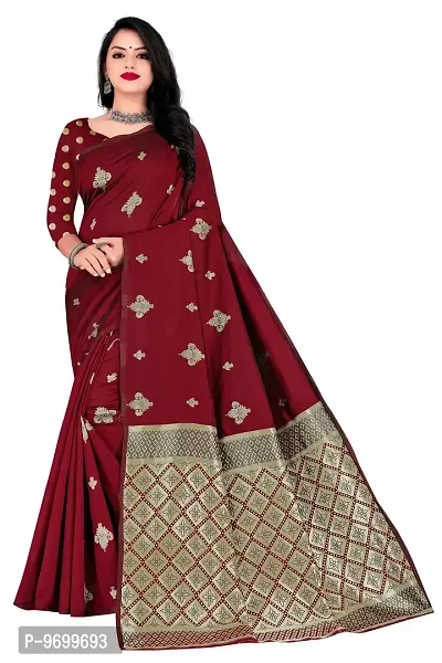 Trendy Kota Doria Silk Woven Saree With Unstitched Blouse Piece For Women-thumb0