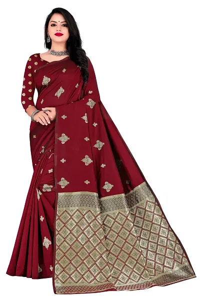 Trendy Kota Doria Silk Woven Saree With Unstitched Blouse Piece For Women