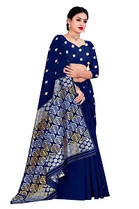 Trendy Kota Doria Silk Woven Saree With Unstitched Blouse Piece For Women-thumb3