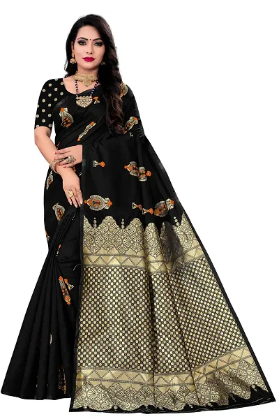 Stylish Fancy Designer Silk Blend Saree With Blouse Piece For Women