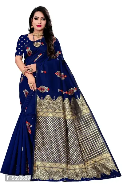 Trendy Kota Doria Silk Woven Saree With Unstitched Blouse Piece For Women