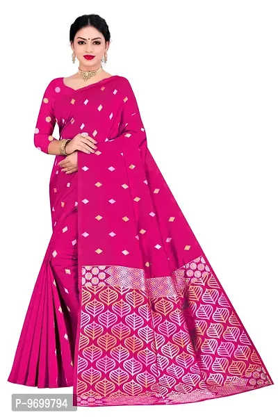 Trendy Kota Doria Silk Woven Saree With Unstitched Blouse Piece For Women