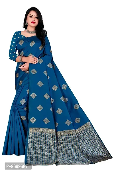 Trendy Kota Doria Silk Woven Saree With Unstitched Blouse Piece For Women