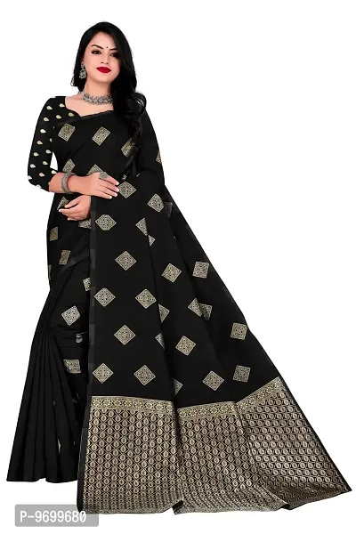 Trendy Kota Doria Silk Woven Saree With Unstitched Blouse Piece For Women-thumb0