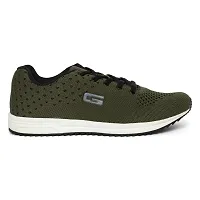 Stylish Olive Synthetic Solid Walking Shoes For Men-thumb3