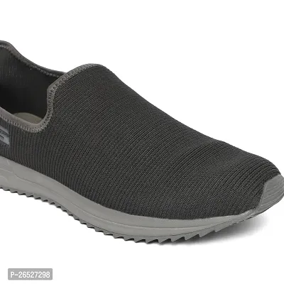 Stylish Grey Synthetic Solid Walking Shoes For Men-thumb2