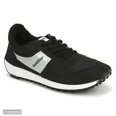 Stylish Black Synthetic Solid Walking Shoes For Men