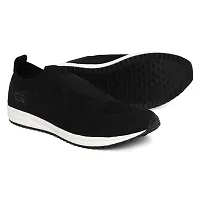 Stylish Black Synthetic Solid Walking Shoes For Men-thumb2