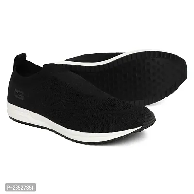Stylish Black Synthetic Solid Walking Shoes For Men-thumb3