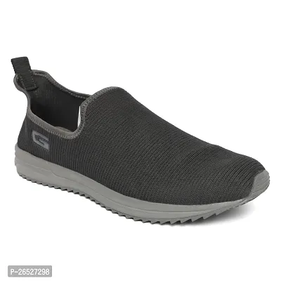 Stylish Grey Synthetic Solid Walking Shoes For Men-thumb0