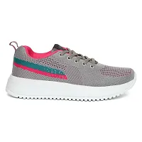 Stylish Grey Mesh Solid Running Shoes For Women-thumb1