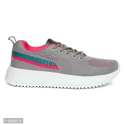 Stylish Grey Mesh Solid Running Shoes For Women-thumb2