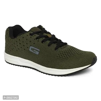 Stylish Olive Synthetic Solid Walking Shoes For Men-thumb0