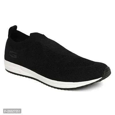 Stylish Black Synthetic Solid Walking Shoes For Men-thumb0