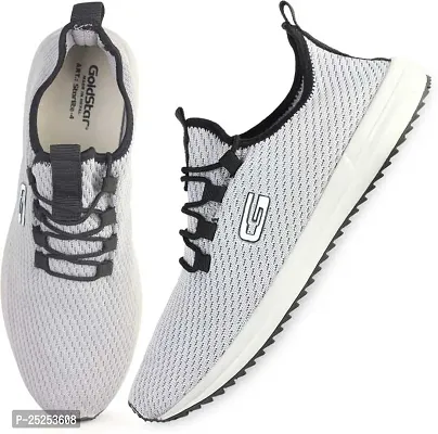 Stylish Grey Flyknit Colourblocked Walking Shoes For Men-thumb0