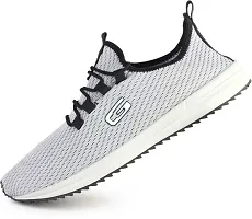 Stylish Grey Flyknit Colourblocked Walking Shoes For Men-thumb2
