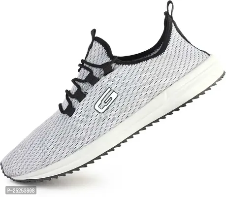 Stylish Grey Flyknit Colourblocked Walking Shoes For Men-thumb3