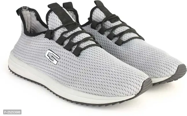 Stylish Grey Flyknit Colourblocked Walking Shoes For Men-thumb5