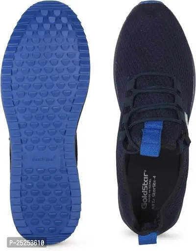 Stylish Navy Blue Flyknit Colourblocked Walking Shoes For Men-thumb2