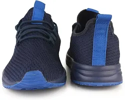 Stylish Navy Blue Flyknit Colourblocked Walking Shoes For Men-thumb2