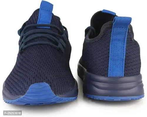 Stylish Navy Blue Flyknit Colourblocked Walking Shoes For Men-thumb3