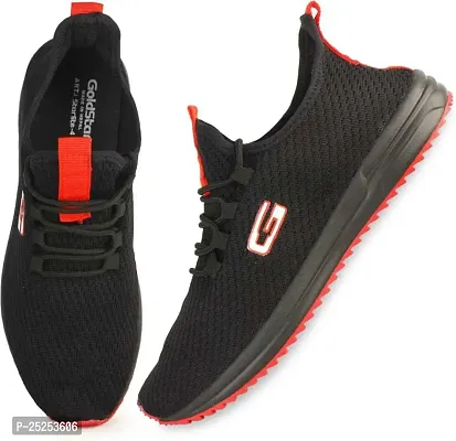 Stylish Black Flyknit Colourblocked Walking Shoes For Men-thumb0