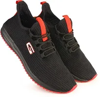 Stylish Black Flyknit Colourblocked Walking Shoes For Men-thumb3