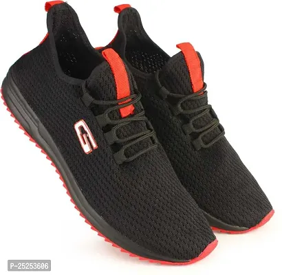 Stylish Black Flyknit Colourblocked Walking Shoes For Men-thumb4