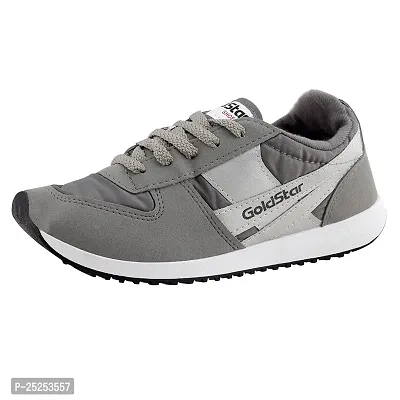 Stylish Grey Synthetic Colourblocked Walking Shoes For Men-thumb0