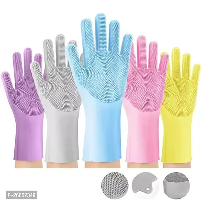 Silicone Quality Multipurpose Washing Hand Gloves Pack of 2-thumb0