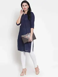 Aarsha Blue Solid Women's Straight Cotton Kurti-thumb4