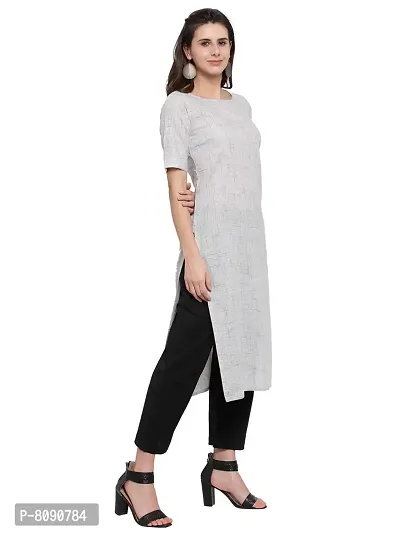 Aarsha Grey Cotton Round Neck Women's Kurti-thumb2