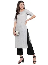 Aarsha Grey Cotton Round Neck Women's Kurti-thumb2