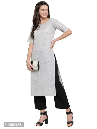 Aarsha Grey Cotton Round Neck Women's Kurti-thumb3