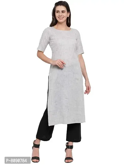 Aarsha Grey Cotton Round Neck Women's Kurti