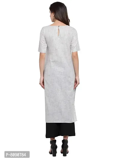 Aarsha Grey Cotton Round Neck Women's Kurti-thumb4