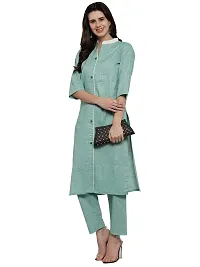 Aarsha Turquoise Collar Women Cotton Kurti with Trousers(XS TO 7XL)-thumb2