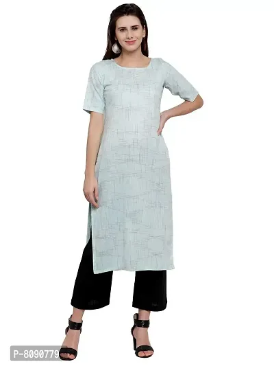 Aarsha Sky Blue Cotton Round Neck Women's Kurti