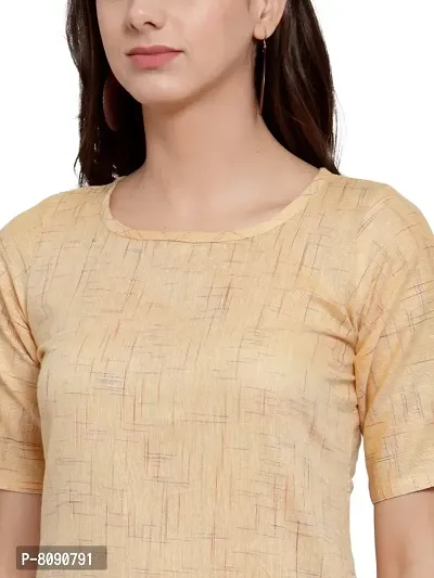 Aarsha Yellow Cotton Round Neck Women's Kurti-thumb5