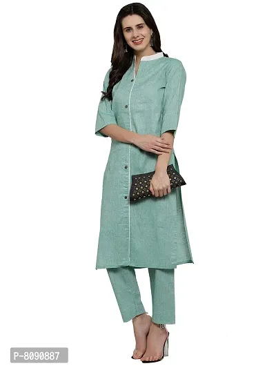 Aarsha Turquoise Collar Women Cotton Kurti with Trousers(XS TO 7XL)-thumb3