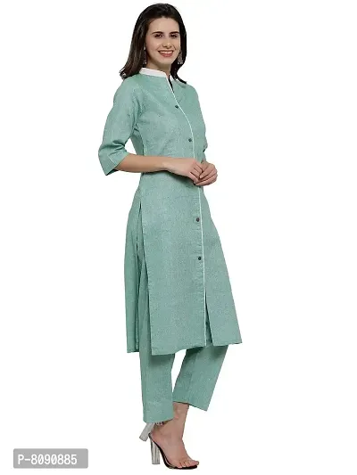 Aarsha Turquoise Collar Women Cotton Kurti with Trousers(XS TO 7XL)-thumb2