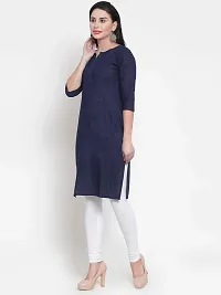 Aarsha Blue Solid Women's Straight Cotton Kurti-thumb1