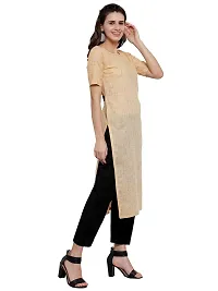 Aarsha Yellow Cotton Round Neck Women's Kurti-thumb1